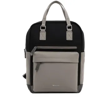 Rucksack TAMARIS "Rucksack TAS Gianna", Damen, Gr. B/H/T: 38cm x 38cm x 17cm, schwarz (schwarz, grau 108), Obermaterial: 60% Polyurethan PU. 40% Polyester PES., Rucksäcke Rucksack