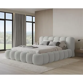 Chilly Design Polsterbett Stone Hellgrau Bouclé Stoff 180x200 cm mit Stauraum Quelle 83 - Grau
