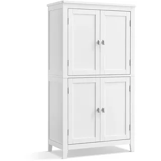 VASAGLE Hochschrank 60 x 30 x 110 cm Weiß Holz/Metall/MDF