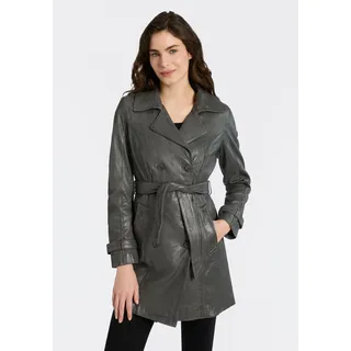 Mauritius Ledermantel "GWTaresa" 2 Stk. Leder-Trenchcoat mit Bindegürtel, grau