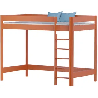 Lukdom Hochbett Hugo , Braun , Holzwerkstoff , 80x160 cm , Babymöbel & Kindermöbel, Kinderzimmer & Jugendzimmer, Kinderbetten, Hochbetten