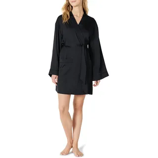 Amazon Essentials Damen Relaxed Fit Satin-Schlafmantel, Schwarz, M