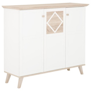 Livetastic Highboard Weiß, Eichefarben & 133x113x45 cm,