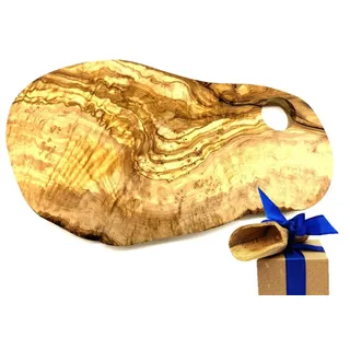 Olivenholz-erleben Frühstücksbrett »Vesperbrett Olivenholz 30-34 cm mit Loch für Ei« inklusive Eierhalter im Brett, braun