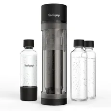 Sodapop Wassersprudler Logan, inkl. 2 Glasflaschen (850 & 600 ml) und 1 PET-Flasche (850 ml), Matt Schwarz, Höhe 42,6 cm, ohne CO2-Zylinder