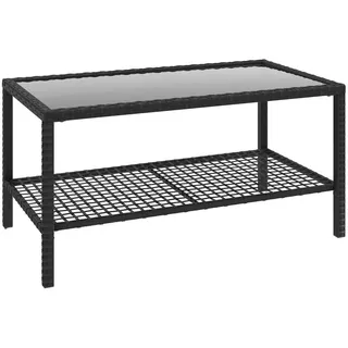 Outsunny Couchtisch PE-Rattan Schwarz , Metall , rechteckig , eckig , 50x45x92 cm , Gartenmöbel, Gartentische