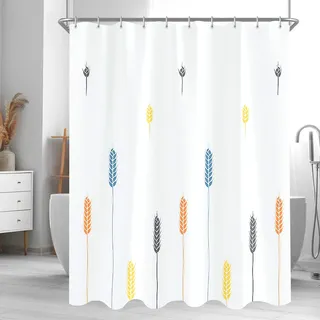 Lerores Duschvorhang 200x200 cm Bunte Weizenohren, Beschwerter Saum Antischimmel Textil, Wasserabweisend, Waschbar Polyester Stoff Badevorhänge für Badezimmer, Badewanne mit 12 Duschvorhangringe