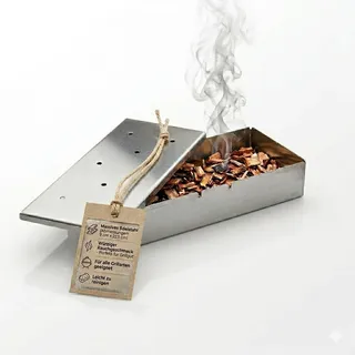 Räucherbox Edelstahl Smokerbox BBQ für Gasgrill Holzkohle 22,5x9cm Räuchern
