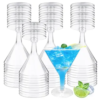 36 Stück Martini Gläser Kunststoff, 200ML Wiederverwendbar Plastik Cocktailgläser, Klare Sektgläser Plastik mit Stiel, Margarita Gläser Dessertbecher für Jahrestag Party Geburtstag Hochzeit (36)