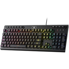 Redragon K513 RGB-Membran-Gaming-Tastatur, lineare mechanische Standardtastatur mit 104 Tasten und 5 zusätzlichen On-Board-Makrotasten, dedizierte Mediensteuerung, Aluminiumgehäuse