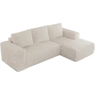 MKS Ecksofa Trentino L Beige Cord - Rechts , Textil , L-Form,L-Form , 266x164 cm , Oeko-Tex® , Wohnzimmer, Sofas & Couches, Wohnlandschaften, Ecksofas