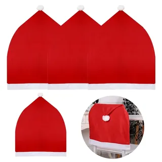 4 Stück Weihnachten Stuhlhussen, Stuhlbezug Weihnachtsdeko Xmas Rot Stuhlüberzug für Stühle Esszimmerstuhl Schwingstühle Bezüge Weihnachten Deko, Stuhlhussen Weihnachten