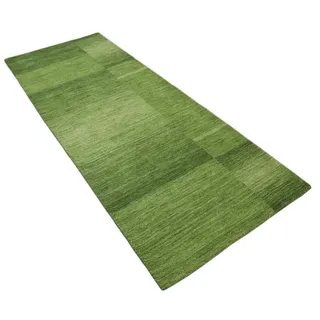 Grün Brücke Teppich 100% Wolle 90X250 cm Handarbeit Läufer Handgetuftet T988