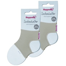 Hoppediz Unisex Baby 2-er Set Sockenhalter Socken, 0-6 Monate, grau, Einheitsgröße (2er Pack)