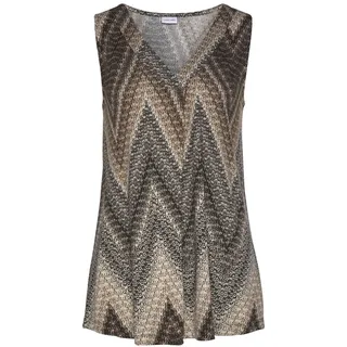 LASCANA Tanktop Damen schwarz-braun-creme bedruckt Gr.36/38