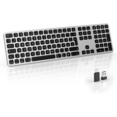 seenda kabellose Tastatur mit Hintergrundbeleuchtung für Mac, Wiederaufladbare MacBook Tastatur mit USB & USB C Empfänger, QWERTZ Layout, Fullsize Funktastatur für MacBook/Mac/iMac/iPad(Schwarz)