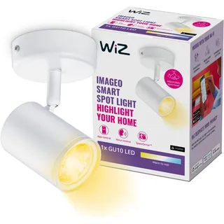 WiZ Tunable White Imageo 1er LED Spot (345 lm), LED Leuchte mit warm- bis kaltweißem dimmbarem Licht, smarte Lichtsteuerung über WLAN per Stimme/App, weiß