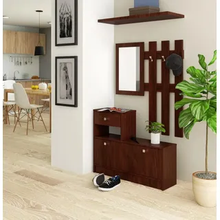 SIRIEL Flurwand mit Spiegel - Wenge - Braun