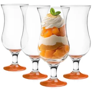 Glasmark Krosno Gläser Cocktailgläser Set Longdrink Cocktail Gin Bier Wasser Longdrinkgläser Cocktailgläser Trinkglas Wasserglas Glas Smoothie Dessert Spülmaschinenfest Orange 4 x 420ml