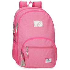 Pepe Jeans Luna Schulrucksack mit zwei Fächern, anpassbar an Trolley, Rosa, 32 x 44 x 22 cm, Polyester, 30,98 l