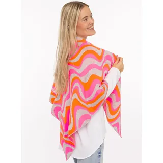 Dreieckstuch ZWILLINGSHERZ "Happy Waves", Damen, beige pink orange, Strick, Baumwollmischung, gemustert, Modetücher Dreieckstuch, auffallendes Muster, Strick, wärmend
