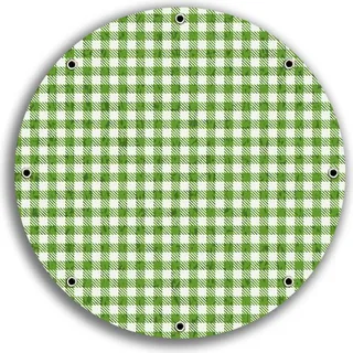 Wallario rundes Outdoor-Poster für Garten oder Balkon, Motiv Muster einer Tischdecke in grün und weiß kariert, 30 cm Durchmesser - Grün