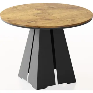 WFL GROUP Esstisch Eiche Holzwerkstoff, 8-Sitzer, Rund,Rund, 100x76x100 cm Esszimmer oder Küche - 100 bis 180 cm - EU - - Braun