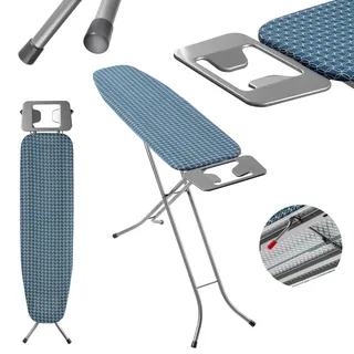 KADAX Bügelbrett mit hitzebeständiger Bügeleisenablage, Robuster Bügeltisch mit stabilen Beinen (Blau) - Blau