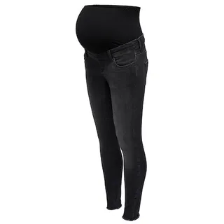 ONLY MATERNITY Umstandsjeans »OLMBLUSH MID SK ANK RW DNM REABOX NOOS«, mit Destroyed Effekt, schwarz