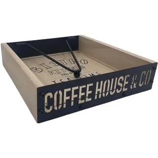 Serviettenhalter Holz Metall schwarz für Küche 21x21x5 cm