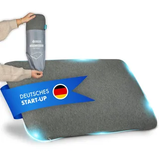 NATURBUMMLER Reisekissen Memory Foam [SafeSleep+] Kleines Campingkissen (50x30x10 cm) – waschbar & kompakt – perfekt für Camping, Zelten, Outdoor & Urlaub (Grau)