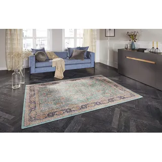 ELLE DECORATION Keshan Maschad" Gr. 32, grün Jade B:120cm H:5mm L:160cm, Polyester, Teppiche, Teppich, Orientalisch, Läufer, Kurzflor, Vintage, Wohnzimmer, Schlafzimmer