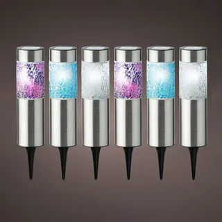 Set mit 6 Solarleuchten Gaudí, perfekt für die Beleuchtung Ihres Gartens oder Ihrer Terrasse. Maße von 22 x 6 cm und verschiedenen Farben, die einen modernen und eleganten Touch verleihen. Stilvoll