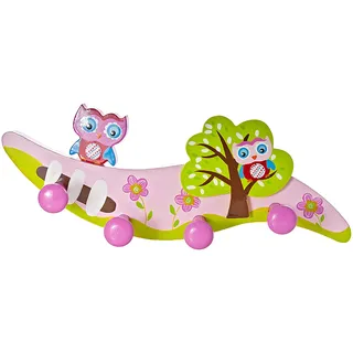 Kinder Wandhaken Kleiderhaken Rosa Eule für Mädchen Kinderzimmer