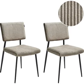 BELIANI Esszimmerstuhl 2er Set Taupe aus Cord Stoff Gepolstert mit Eisenbeinen Retro Eleganter Moderner Stil Stühle für Esszimmer Küche - Beige, Schwarz