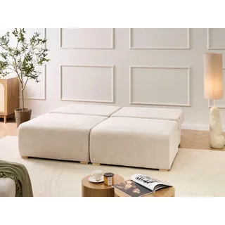 BELIANI 3-Sitzer Sofa Beige Bouclé mit Dekokissen Klappfunktion Stauraum Dicke Nähte Teddy Modulsofa Polstersofa ohne Armlehnen für Wohnzimmer - Beige, Braun
