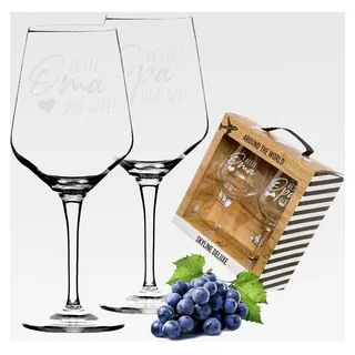 Weinglas aus hochwertigem Kristallglas | Souvenir Deutschland | Geschenkidee für Muttertag, Vatertag, Gastgeschenk | Geschenkbox mit Textfeld | Hergestellt in Deutschland, Größe: Oma-Opa