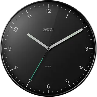 ZEON runde analoge Wanduhr, einfach ablesbare Schwarze Wanduhr für Wohnzimmer, Küche, Schlafzimmer und Büro, 30 cm Durchmesser, CE4553