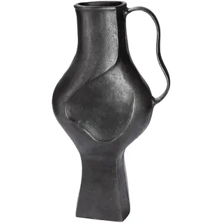 GILDE Vase Antigua aus Aluminium - bauchig - schwarz - Höhe 43cm x Breite 24cm - wasserdichte Blumenvase