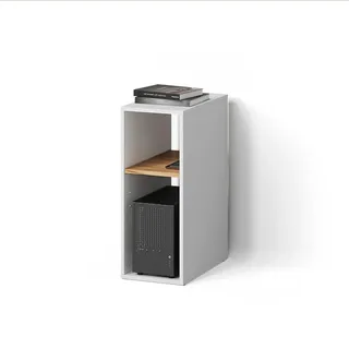 Livinity® Pc-Schrank Lorena Weiß/Goldkraft Eiche 28.5 x 72 cm mit 2 Fächern , Holzwerkstoff , Rechteckig , 28.5x72x50 cm , Büromöbel, Büroregale, Aktenregale