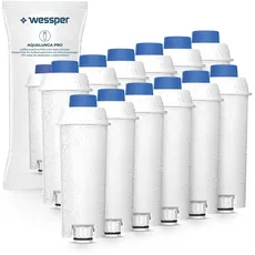Wessper 12 Pack Wasserfilter für Delonghi Kaffeemaschinen DLSC002, SER3017 & 5513292811 - Kompatibel mit ECAM, ESAM, ETAM Serie | Passt zu Dinamica, PimaDonna | Erhöht die Lebensdauer des Gerätes