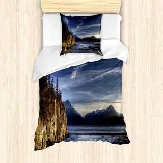ABAKUHAUS Alaska Mantele, Turnagain Arm Strand, Milbensicher Allergiker geeignet mit Kissenbezügen, 135 cm x 200 cm - 80 x 80 cm, Mehrfarbig