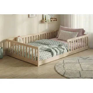 Kids Collective Jugendbett Bodenbett 140 x 200 cm Kiefer naturbelassen beige