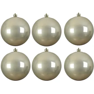 6 x Weihnachtskugeln aus Kunststoff - Ø 14 cm/Perle | Für den Innen- und Außenbereich – Wetterfest – Bruchsicher Outdoor Christbaumkugeln Weihnachtsbaumkugeln Baumkugeln