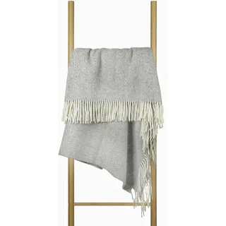 Nostra Zelandia 100% Reine Wolldecke – Warme, atmungsaktive und leichte Wolldecke für Sofa, Bett und Outdoor-Bereich, temperaturregulierender Komfort mit Fransen (Grau)