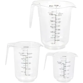 Messbecher Set aus Kunststoff - 3-teilig - Messkanne in 250 ml, 500 ml und 1000 ml - in einander stapelbar und spülmaschinenfest