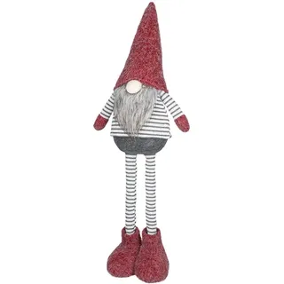 Ideen mit Herz | Deko-Wichtel mit Teleskopbeinen | Streifendesign | Maße: 26cm x 13cm x 56cm | Rot-Grau