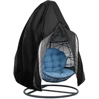 Patio Hängesessel Abdeckung Outdoor Swing Egg Chair Cover Wasserdicht Anti-Staub mit Reißverschluss und Kordelzug 210D Oxford Stoff Veranda Garten Rasen Stuhl Schutz Möbel Zubehör 115 x 190 cm