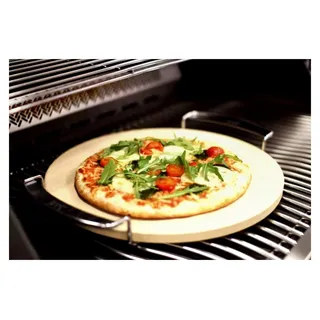 Pizza-Stein 33 x 1,5 cm mit Gestell - Brot-Backstein für italienische Rezepte