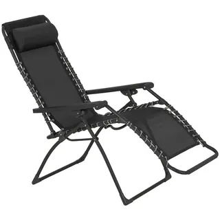Ambia Garden Garten-Relaxsessel , Schwarz , Metall, Kunststoff, Textil , 67x112.7x94 cm , klappbar , Gartenmöbel, Gartenliegen, Liegestühle
